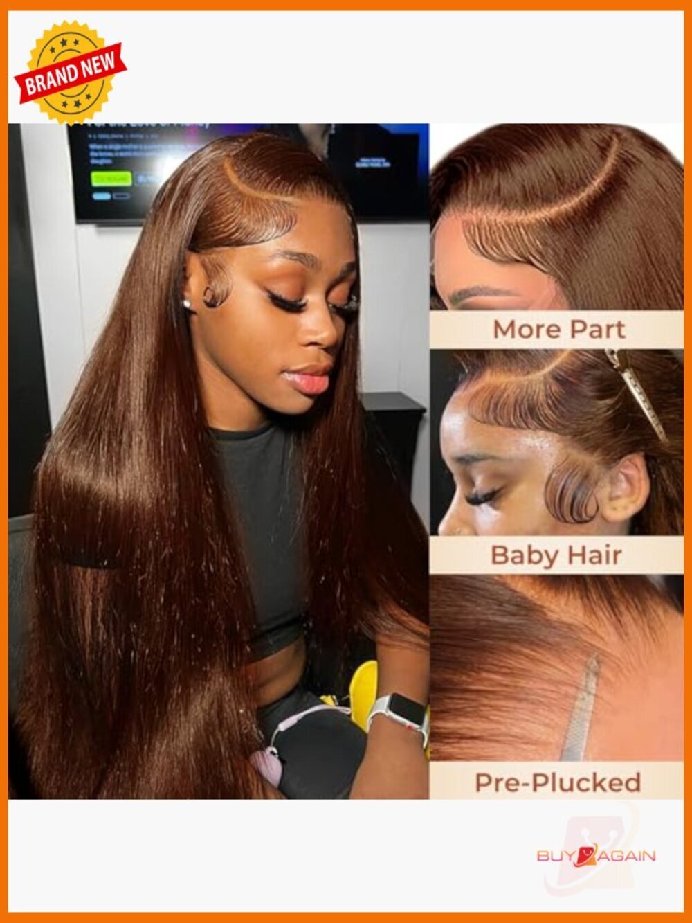 250% Density 28inch Human Hair Lace Front Wig - Picture 4 of 5